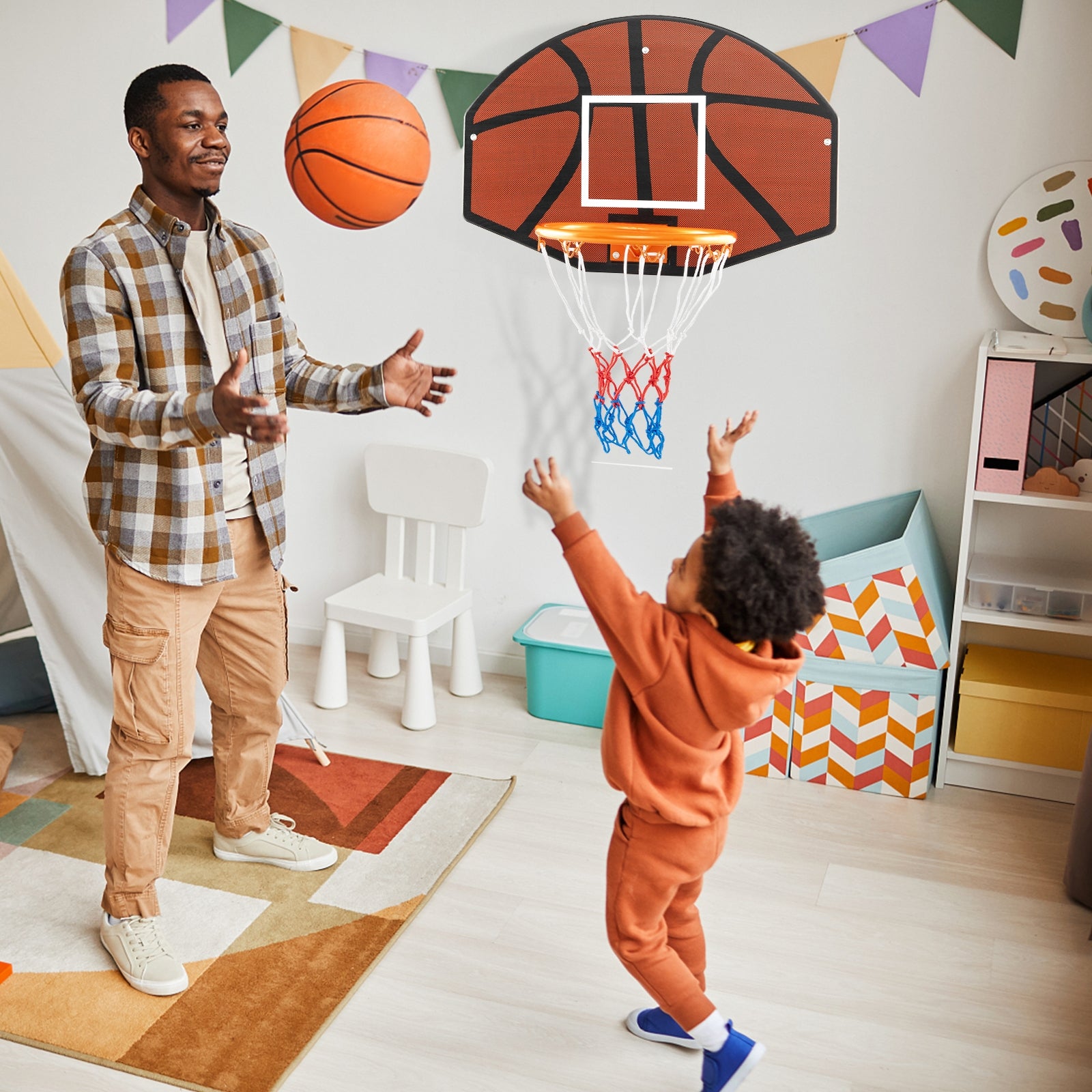 Indoor Outdoor Basketball Games with Large Shatter-proof Backboard, Red Sport Equipments   at Gallery Canada