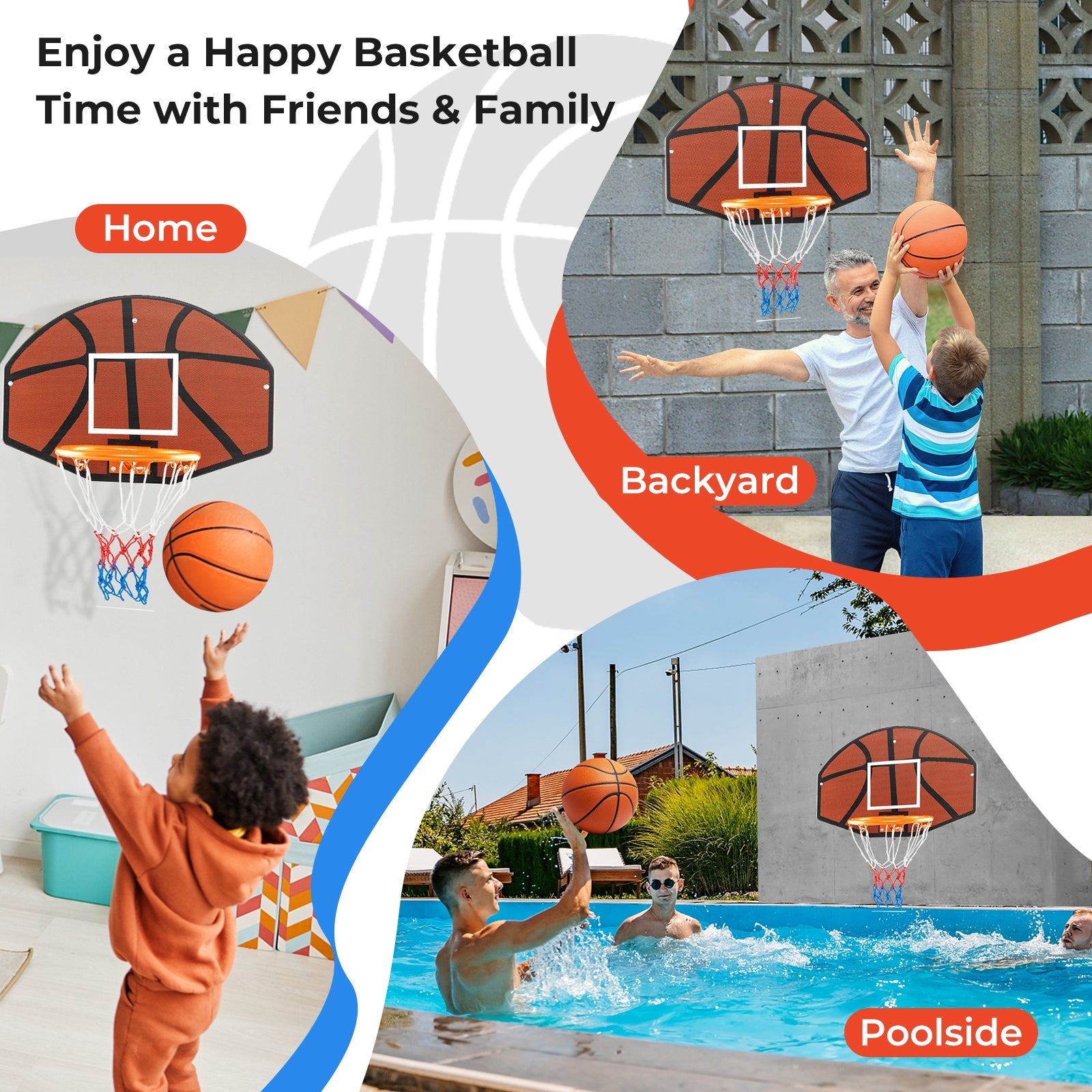 Indoor Outdoor Basketball Games with Large Shatter-proof Backboard, Red Sport Equipments   at Gallery Canada