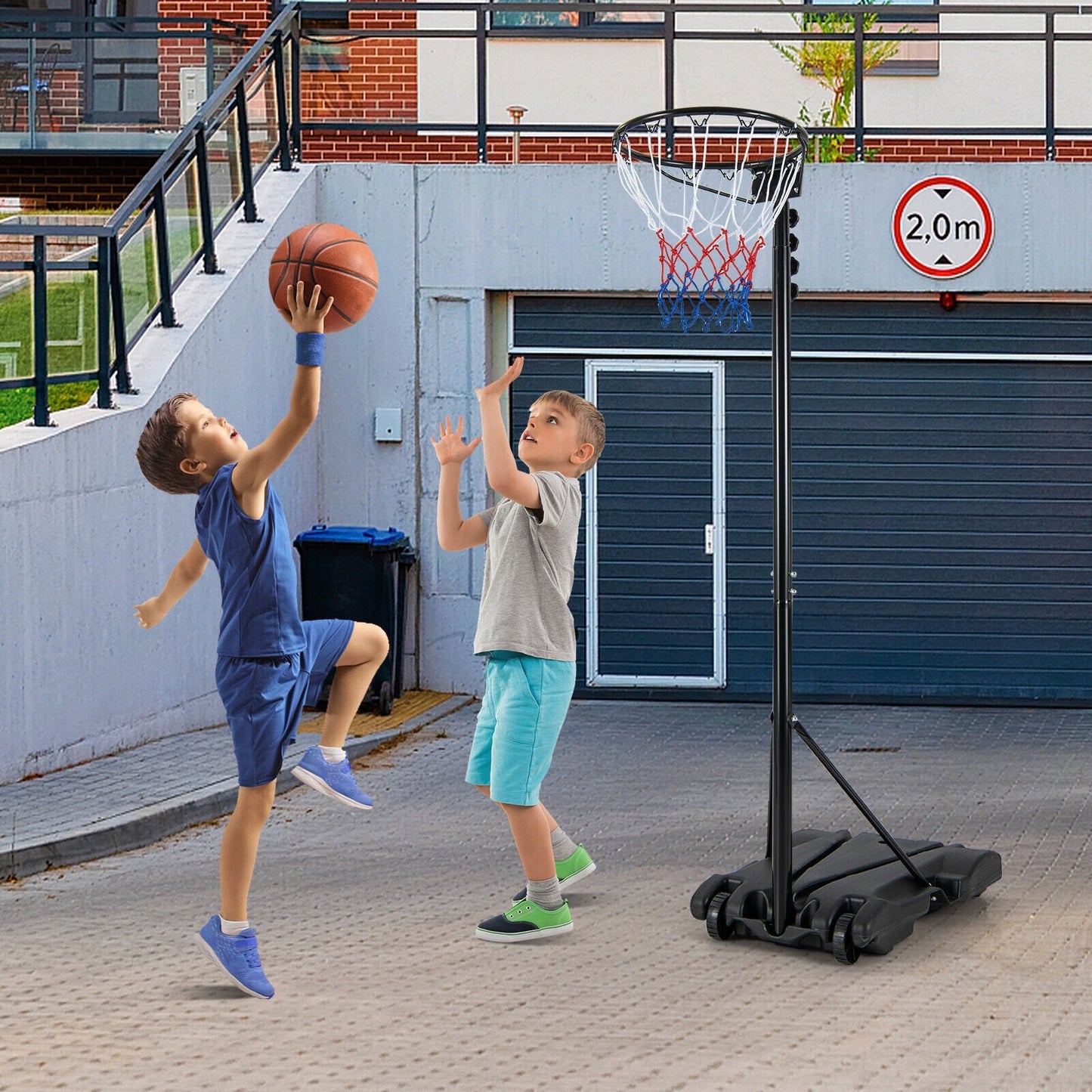 8.5 to 10 FT Adjustable Portable Basketball Hoop Stand with Fillable Base and 2 Wheels, Black Sport Equipments   at Gallery Canada