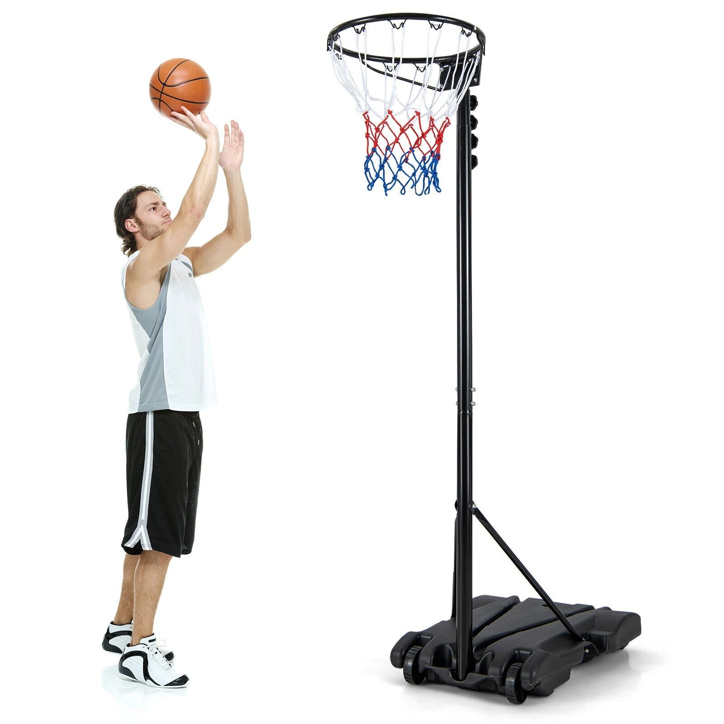 8.5 to 10 FT Adjustable Portable Basketball Hoop Stand with Fillable Base and 2 Wheels, Black Sport Equipments   at Gallery Canada