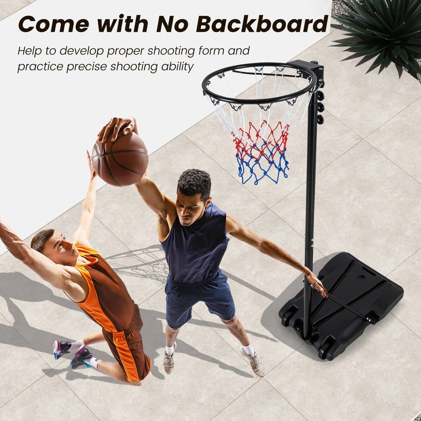 8.5 to 10 FT Adjustable Portable Basketball Hoop Stand with Fillable Base and 2 Wheels, Black Sport Equipments   at Gallery Canada