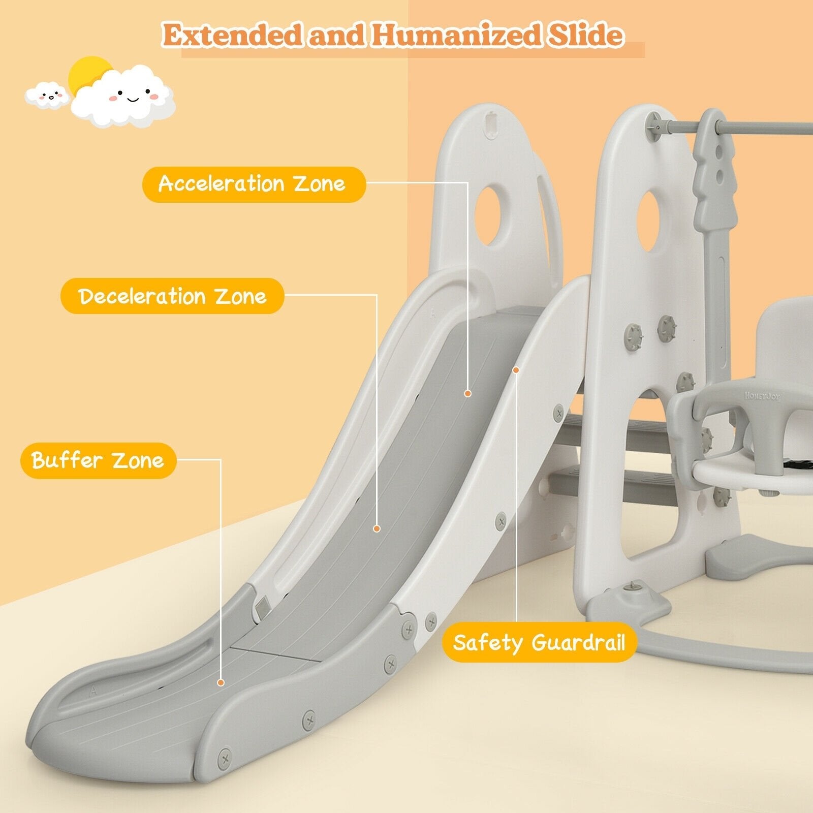 6 in 1 Toddler Slide and Swing Set with Ball Games, White Outdoor Play   at Gallery Canada