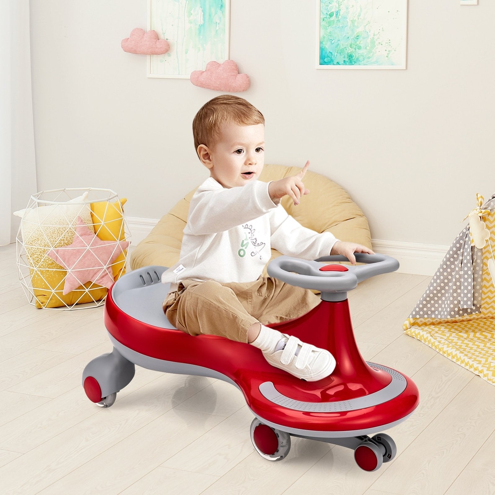 Wiggle Car Ride-on Toy with Flashing Wheels, Red Push & Pedal Ride On Toys   at Gallery Canada