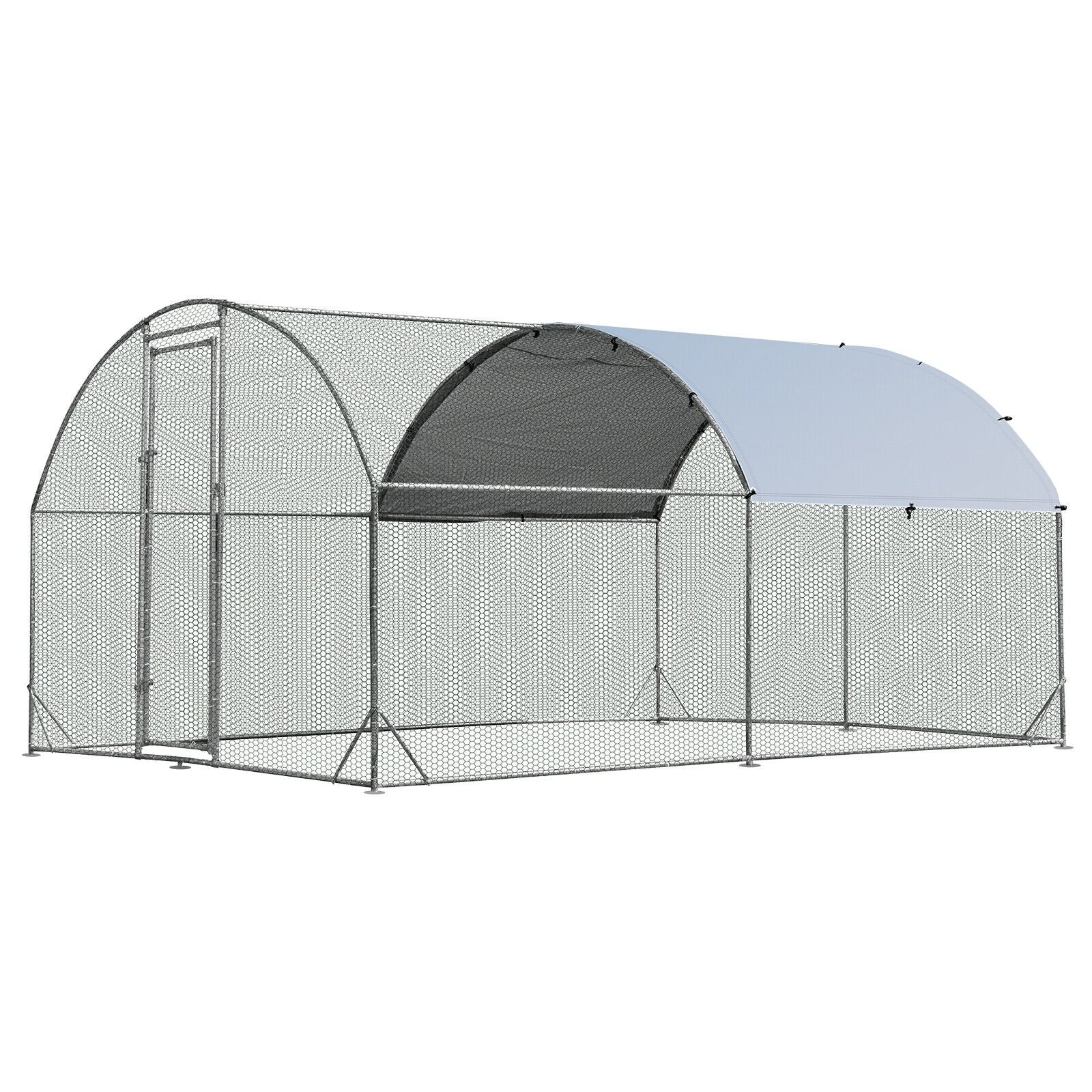 6.2 Feet/12.5 Feet/19 FeetLarge Metal Chicken Coop Outdoor Galvanized Dome Cage with Cover-M, Black Chicken Coops   at Gallery Canada