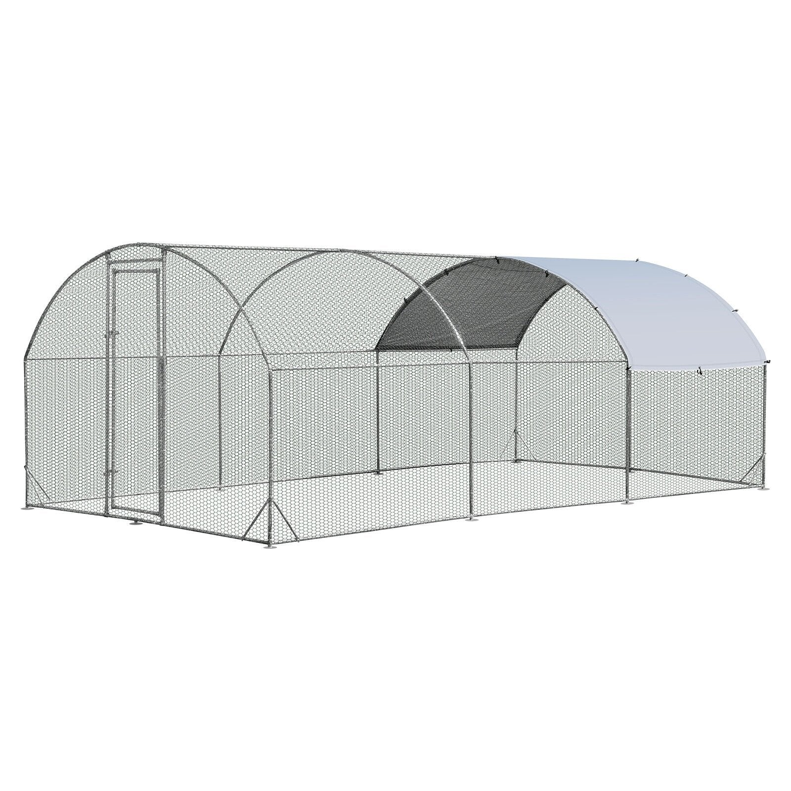 6.2 Feet/12.5 Feet/19 Feet Large Metal Chicken Coop Outdoor Galvanized Dome Cage with Cover-L, Black Chicken Coops   at Gallery Canada