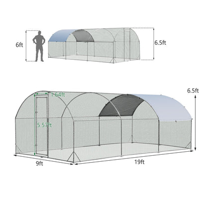 6.2 Feet/12.5 Feet/19 Feet Large Metal Chicken Coop Outdoor Galvanized Dome Cage with Cover-L, Black Chicken Coops   at Gallery Canada