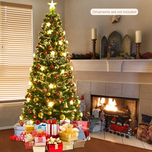 Prelit Fiber Optic Christmas Tree with Warm White Lights-7 ft, Green Christmas Tree   at Gallery Canada