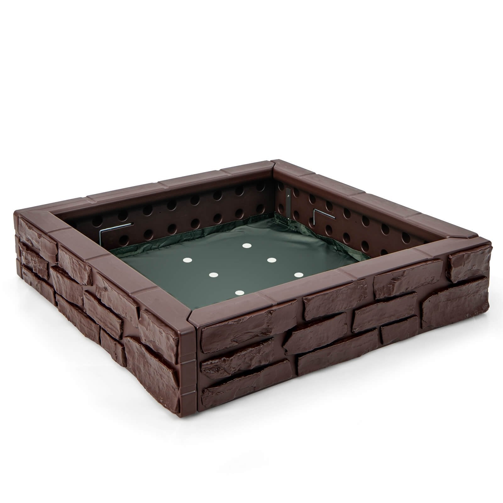 2-In-1 HDPE Kids Sandbox with Cover and Bottom Liner, Brown Sandboxes Brown at Gallery Canada