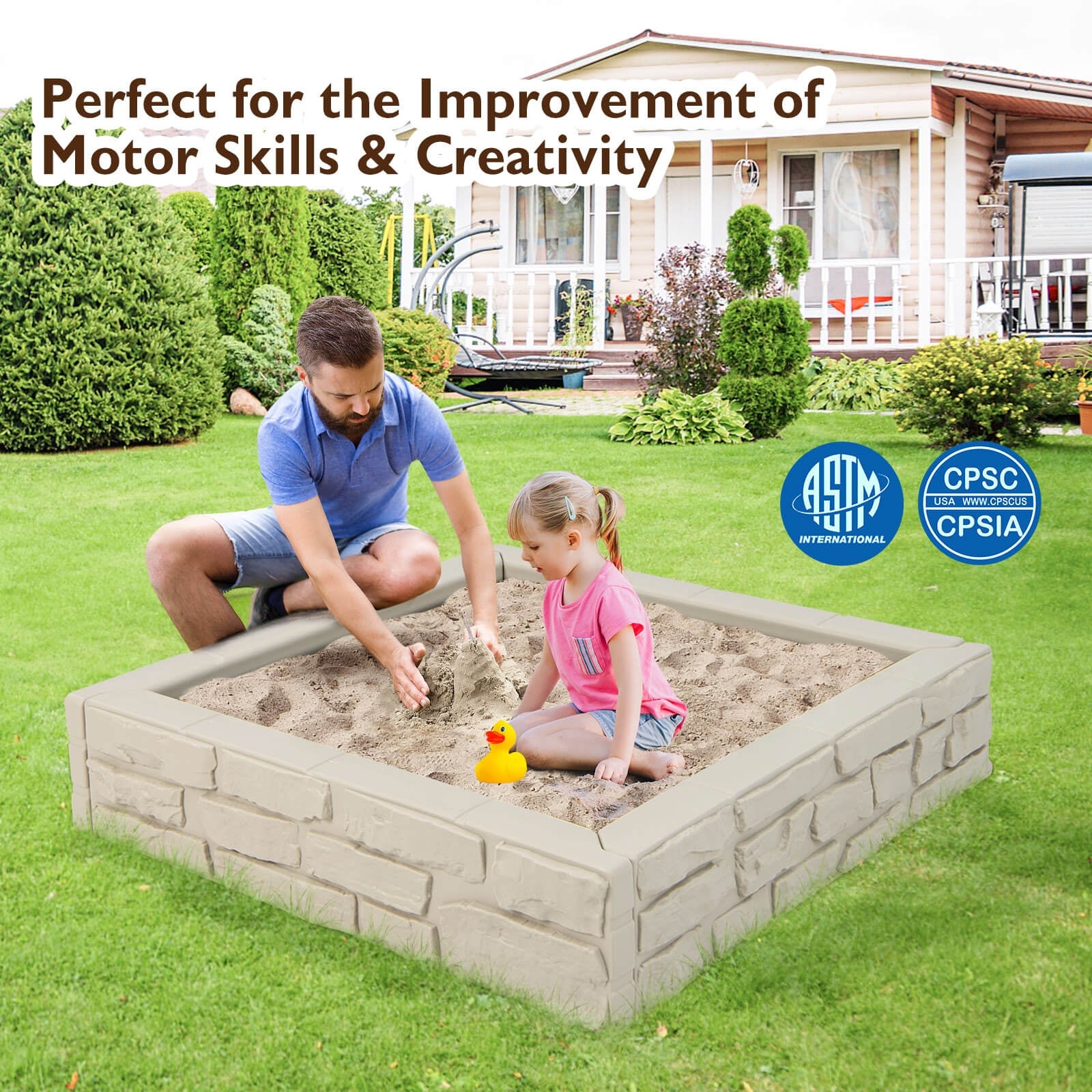2-In-1 HDPE Kids Sandbox with Cover and Bottom Liner, White Sandboxes at Gallery Canada