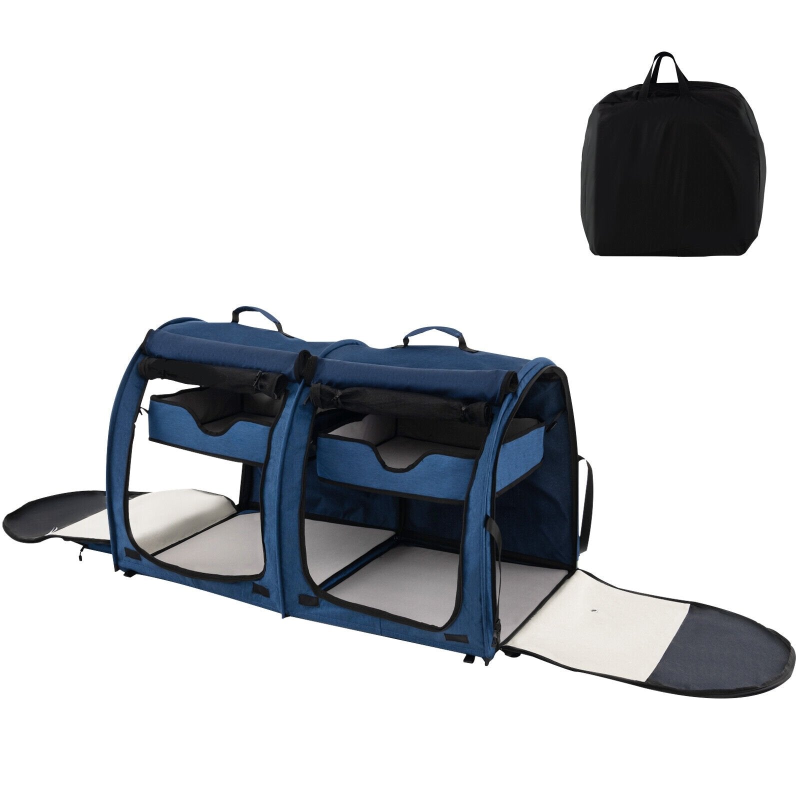 Double Compartment Pet Carrier with 2 Removable Hammocks, Navy Cat Supplies   at Gallery Canada