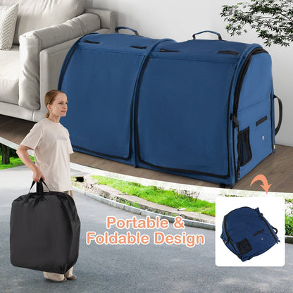 Double Compartment Pet Carrier with 2 Removable Hammocks, Navy Cat Supplies   at Gallery Canada