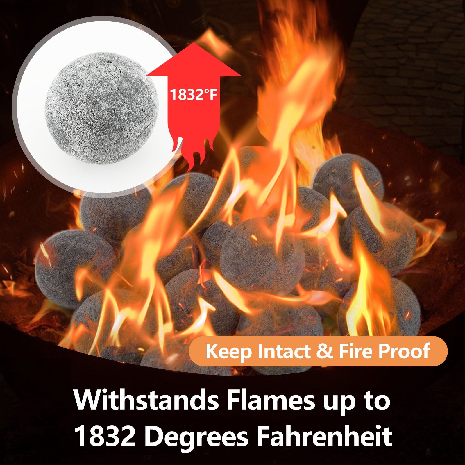 15 Pieces Ceramic Fiber Fire Balls for Outdoor Use, Gray Fire Pits at Gallery Canada