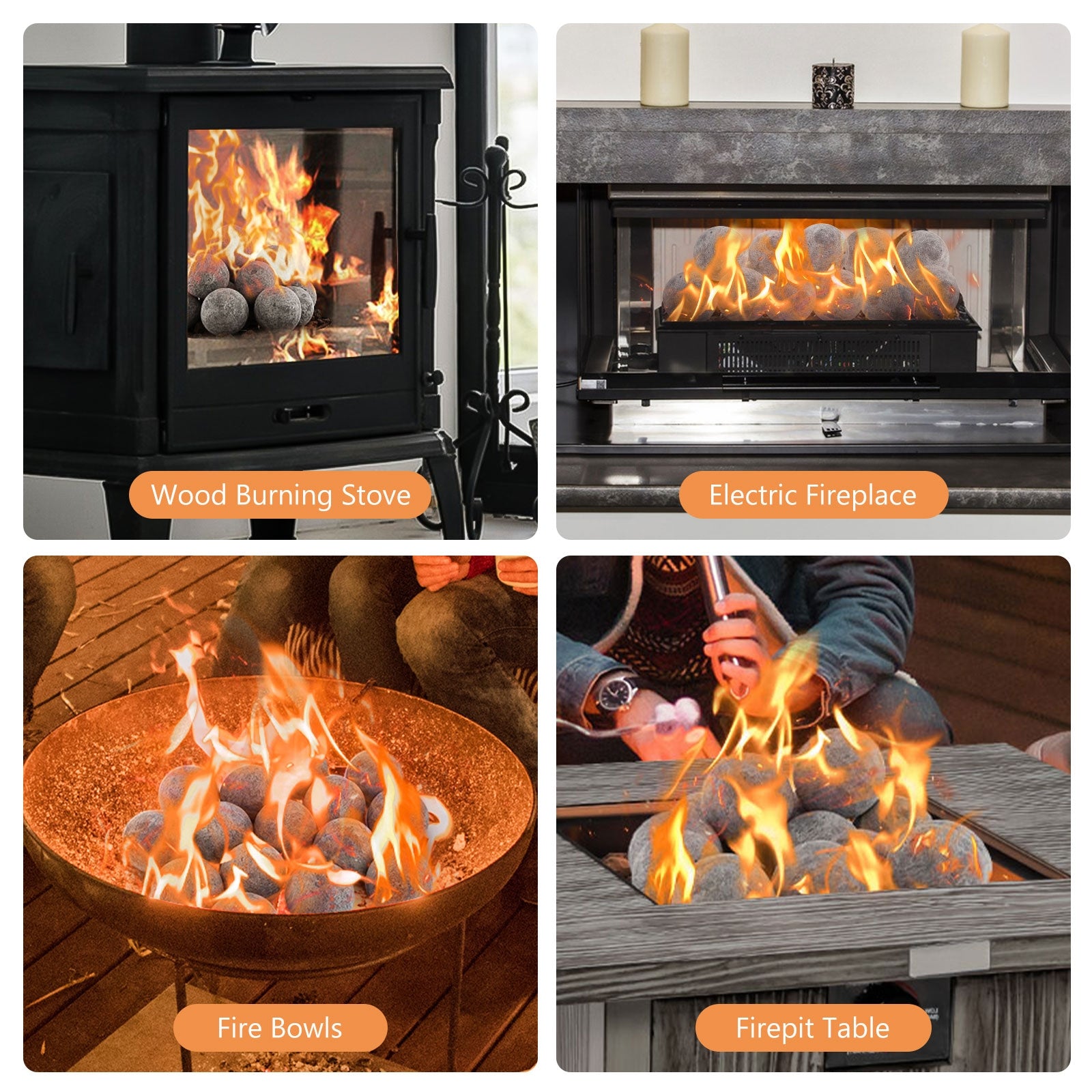 15 Pieces Ceramic Fiber Fire Balls for Outdoor Use, Gray Fire Pits at Gallery Canada