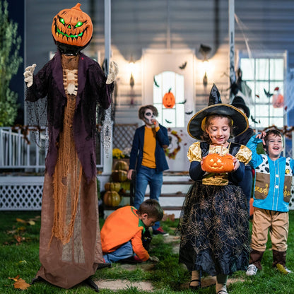 5.6 Feet Halloween Animated Standing Pumpkin Scarecrow, Multicolor Halloween   at Gallery Canada