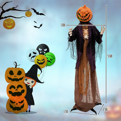 5.6 Feet Halloween Animated Standing Pumpkin Scarecrow, Multicolor Halloween   at Gallery Canada