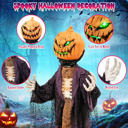 5.6 Feet Halloween Animated Standing Pumpkin Scarecrow, Multicolor Halloween   at Gallery Canada