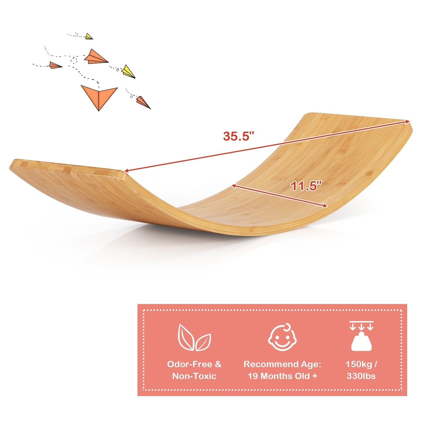 35.5 Inch Wooden Wobble Balance Board for Toddler and Adult, Natural Toy Sports   at Gallery Canada