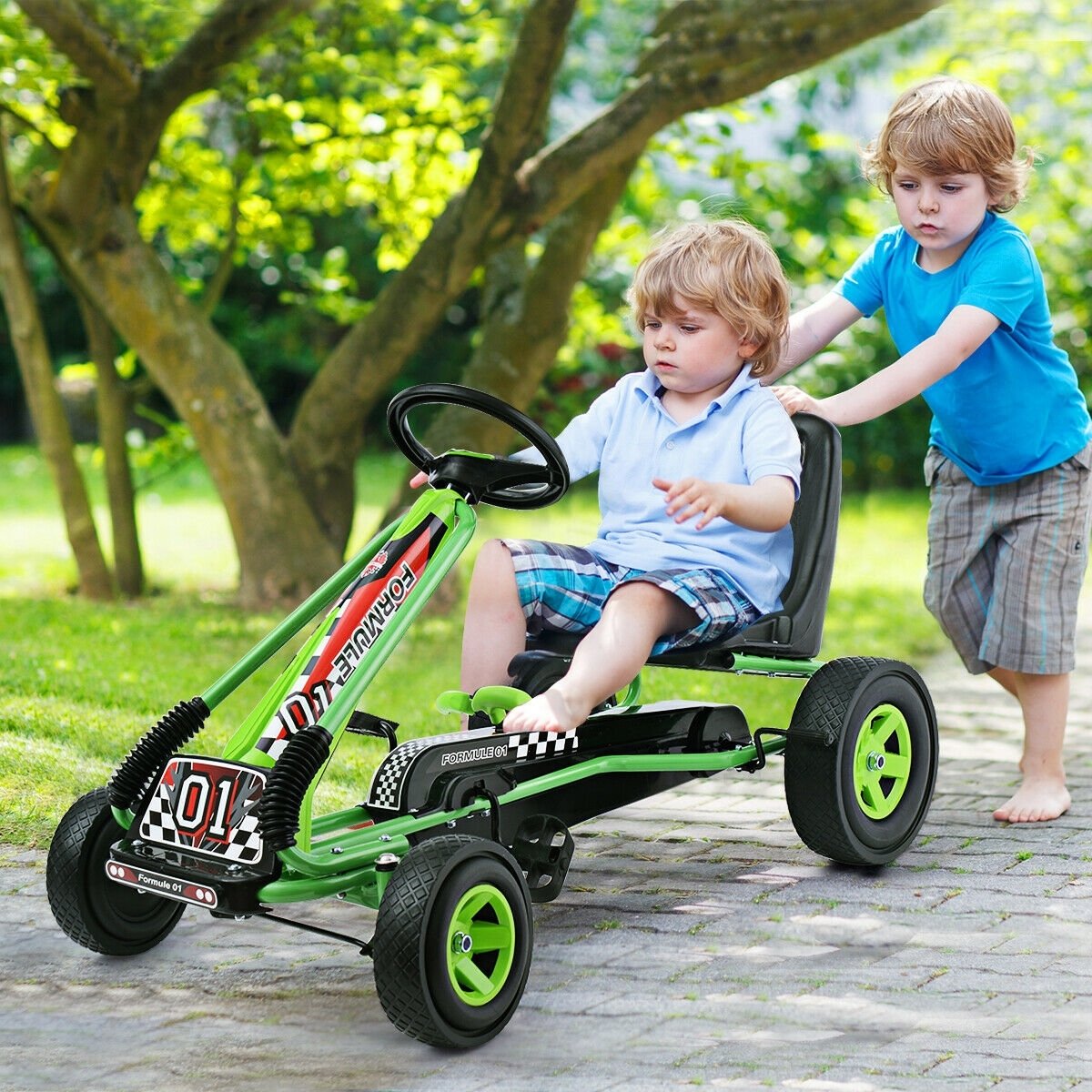 4 Wheels Kids Ride On Pedal Powered Bike Go Kart Racer Car Outdoor Play Toy, Green Powered Ride On Toys   at Gallery Canada