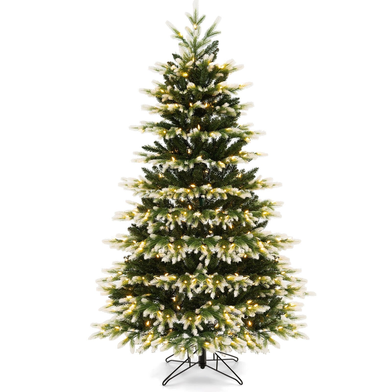 6 Feet Hinged Christmas Tree with 350 LED Lights Remote Control, Green Christmas Tree   at Gallery Canada