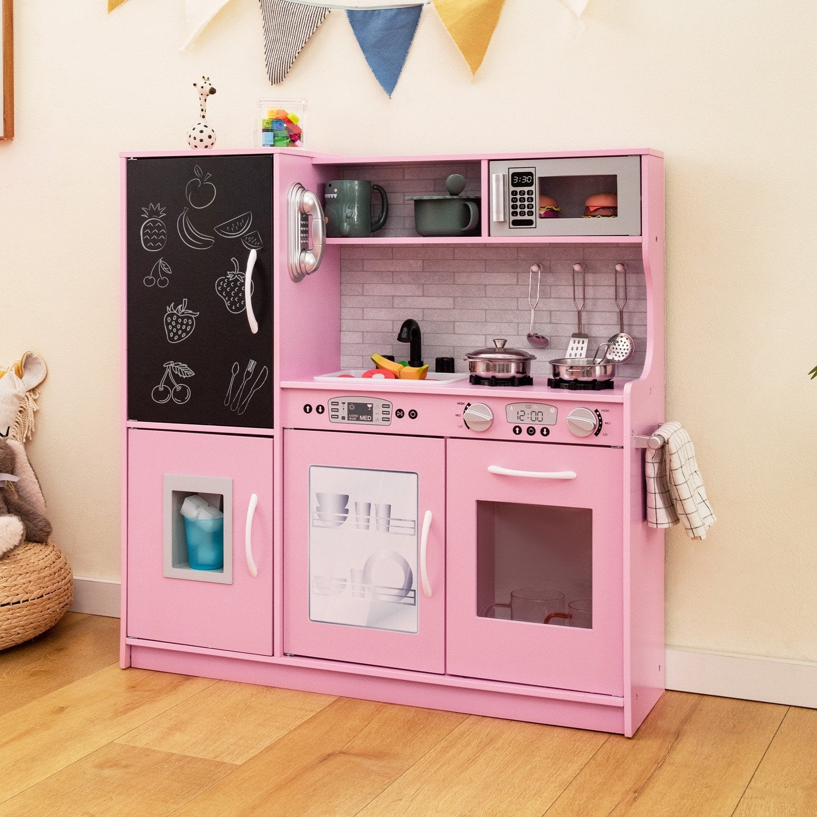 Toddler Pretend Play Kitchen for Boys and Girls 3-6 Years Old, Pink Play Kitchen Sets   at Gallery Canada