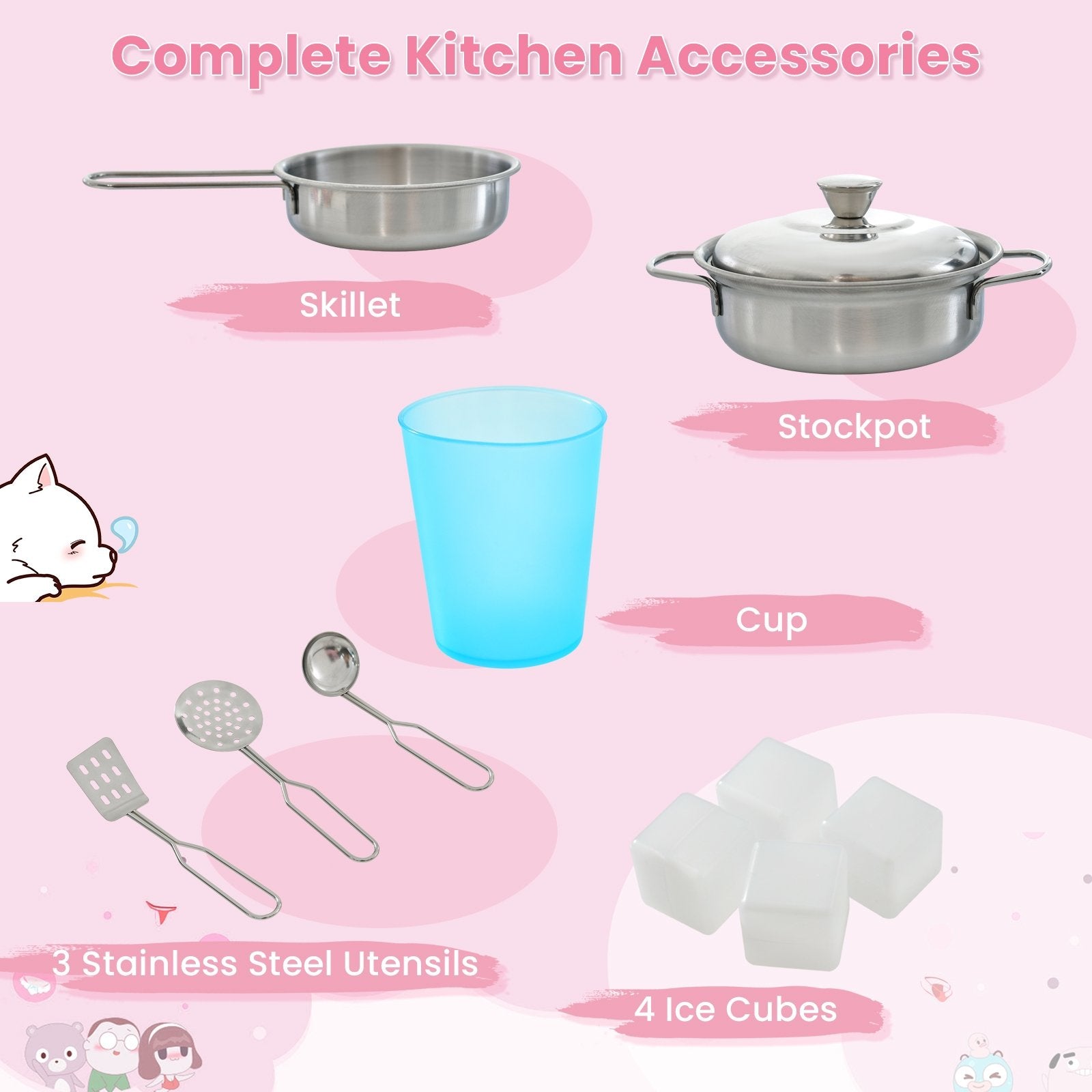 Toddler Pretend Play Kitchen for Boys and Girls 3-6 Years Old, Pink Play Kitchen Sets   at Gallery Canada