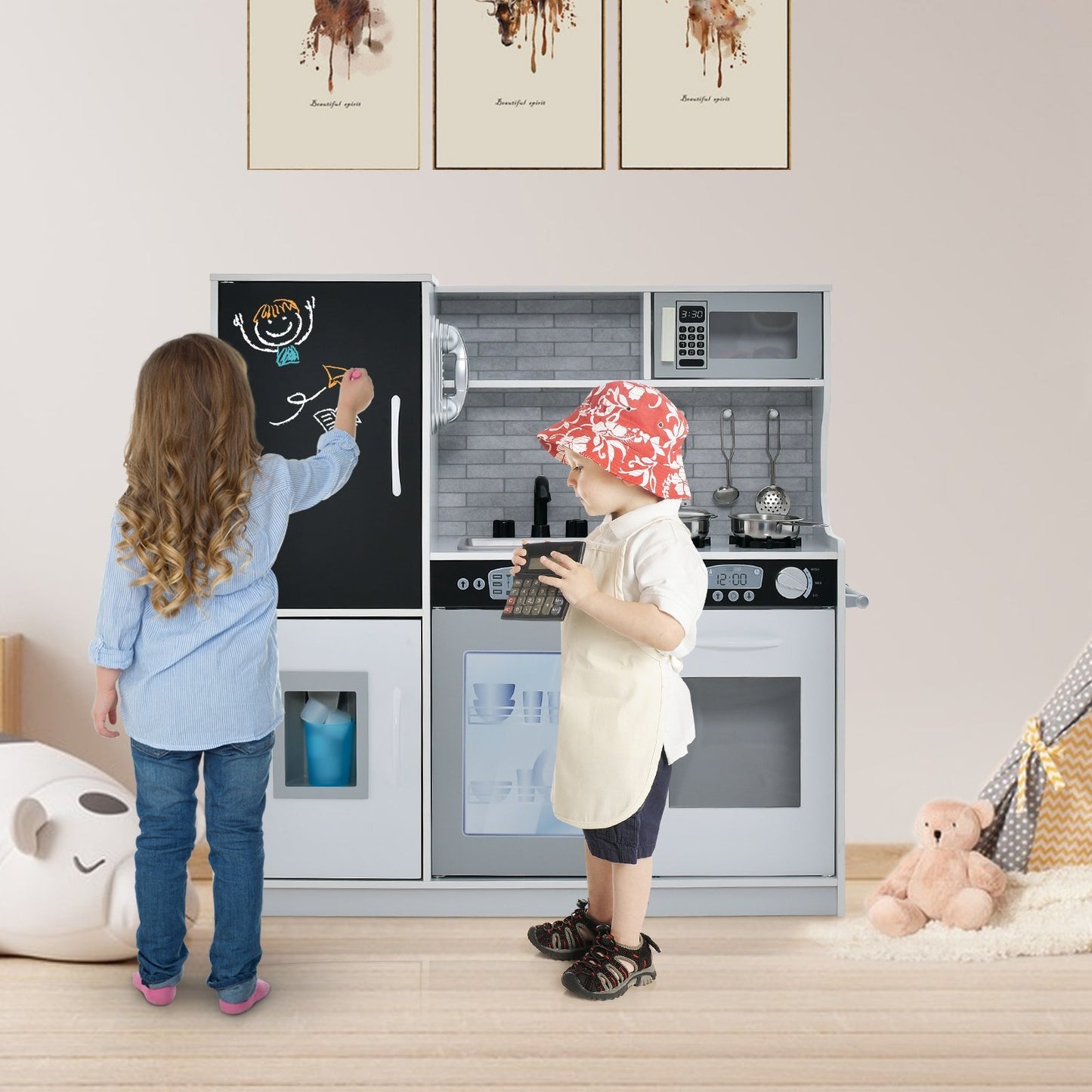 Toddler Pretend Play Kitchen for Boys and Girls 3-6 Years Old, White Play Kitchen Sets   at Gallery Canada