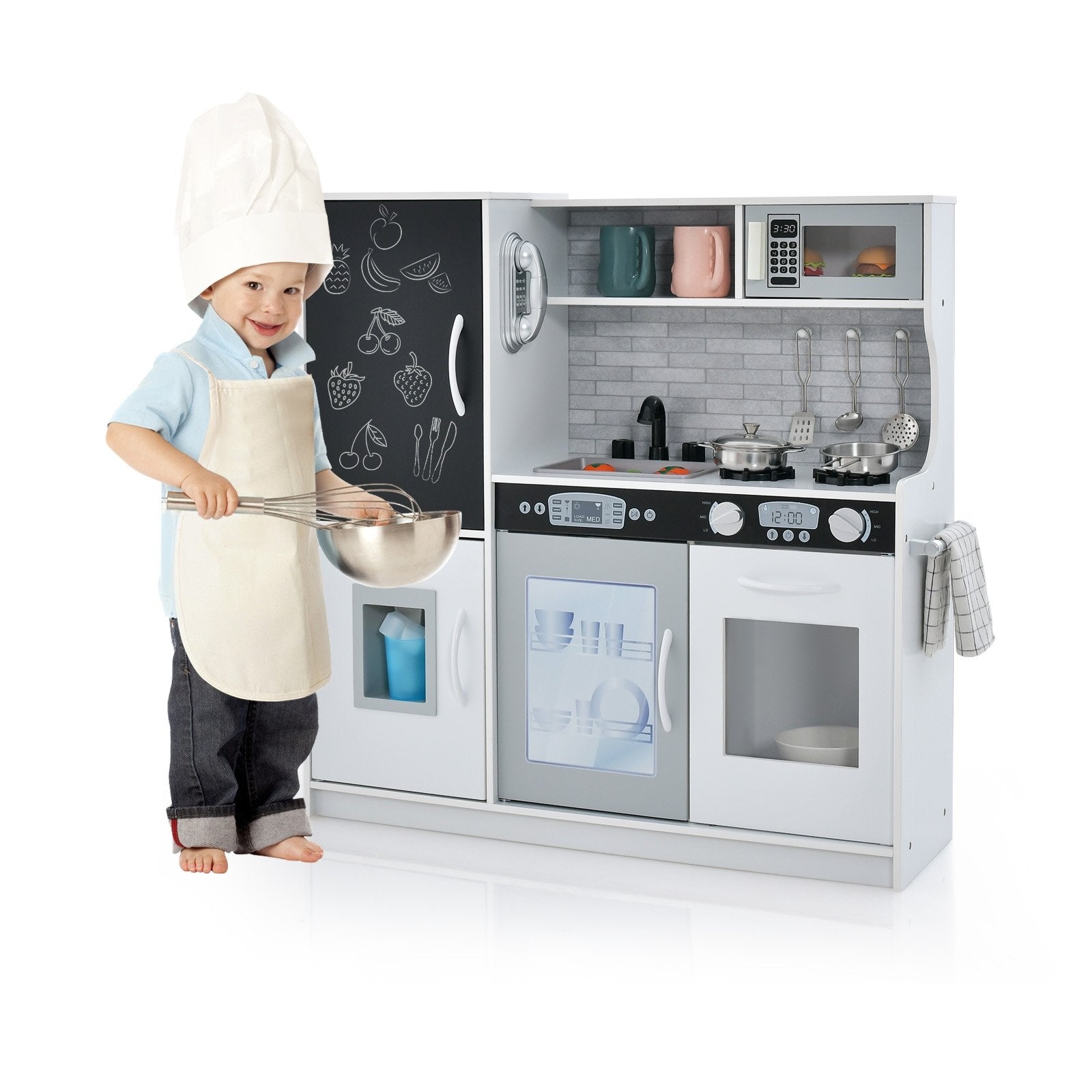 Toddler Pretend Play Kitchen for Boys and Girls 3-6 Years Old, White Play Kitchen Sets   at Gallery Canada