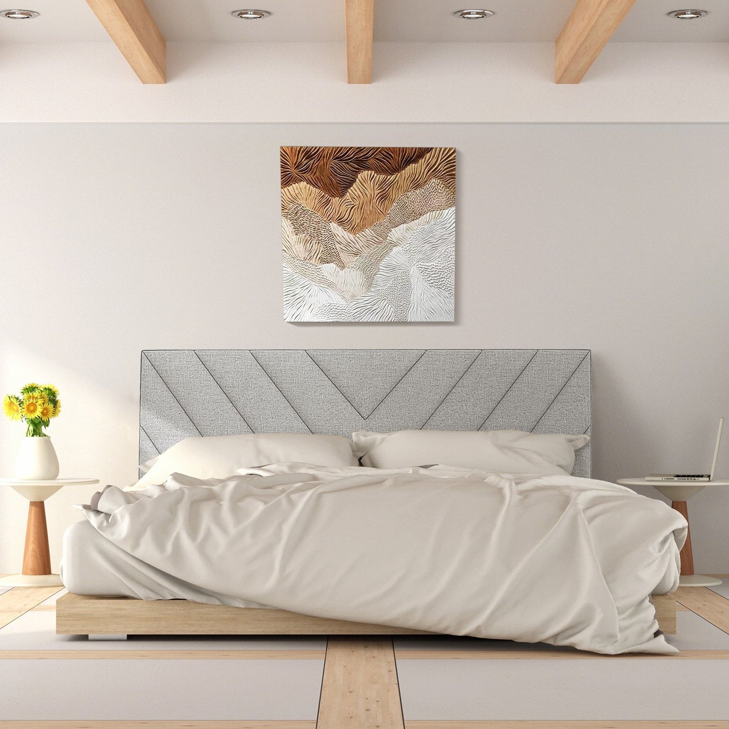 Linen Upholstered Headboard for Full and Queen Size Bed Frames, Gray Headboards   at Gallery Canada