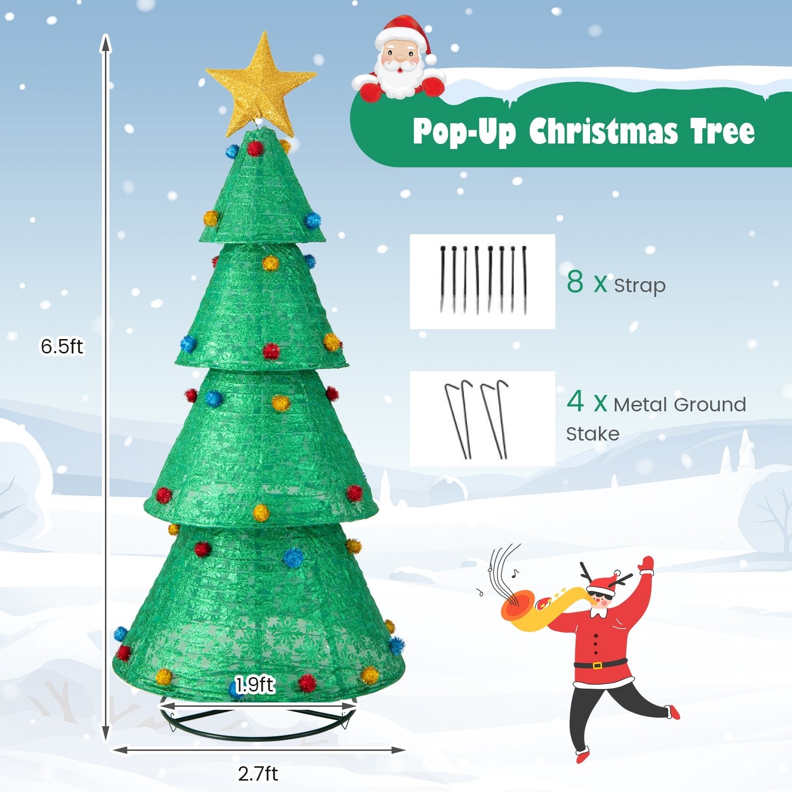 Pop-Up Christmas Tree with 200 Warm White LED Lights for Indoors & Outdoors, Green Christmas Tree   at Gallery Canada