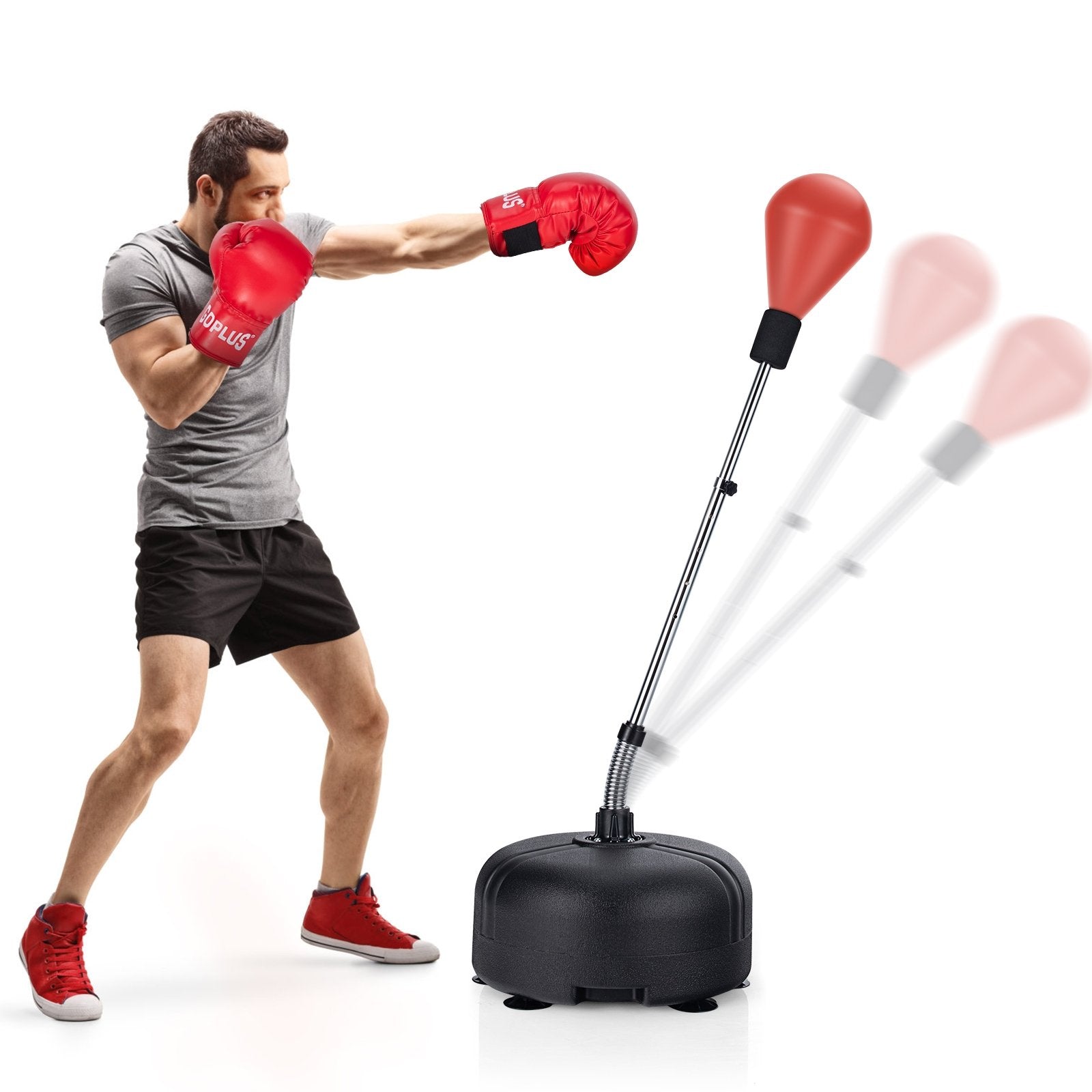 Adjustable Freestanding Punching Bag with Boxing Gloves, Red Boxing & Martial Arts   at Gallery Canada