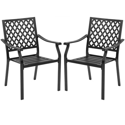 Set of 2 Patio Dining Chairs with Curved Armrests and Reinforced Steel Frame, Black Patio Dining Chairs   at Gallery Canada