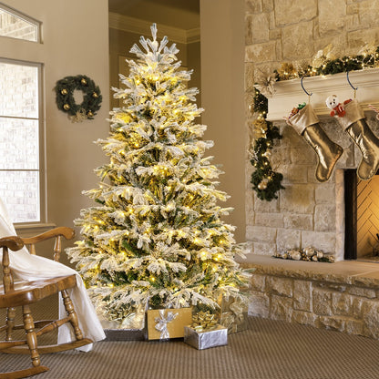 4.5/6/7 FT Artificial Pre-Lit Christmas Tree Hinged Xmas Tree with Warm White LED lights-6 ft, White Christmas Tree   at Gallery Canada