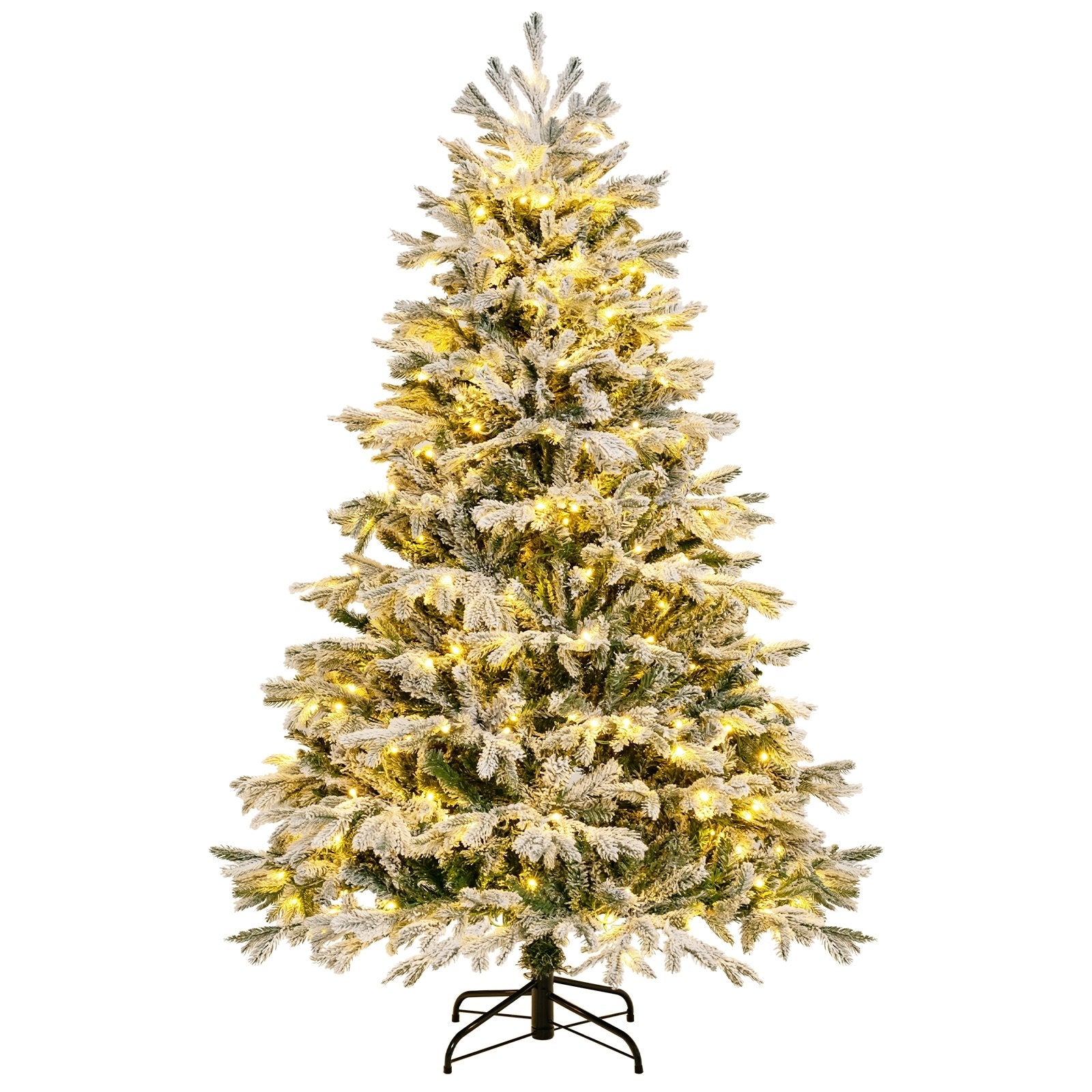 4.5/6/7 FT Artificial Pre-Lit Christmas Tree Hinged Xmas Tree with Warm White LED lights-6 ft, White Christmas Tree   at Gallery Canada