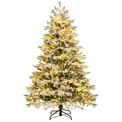 4.5/6/7 FT Artificial Pre-Lit Christmas Tree Hinged Xmas Tree with Warm White LED lights-6 ft, White Christmas Tree   at Gallery Canada