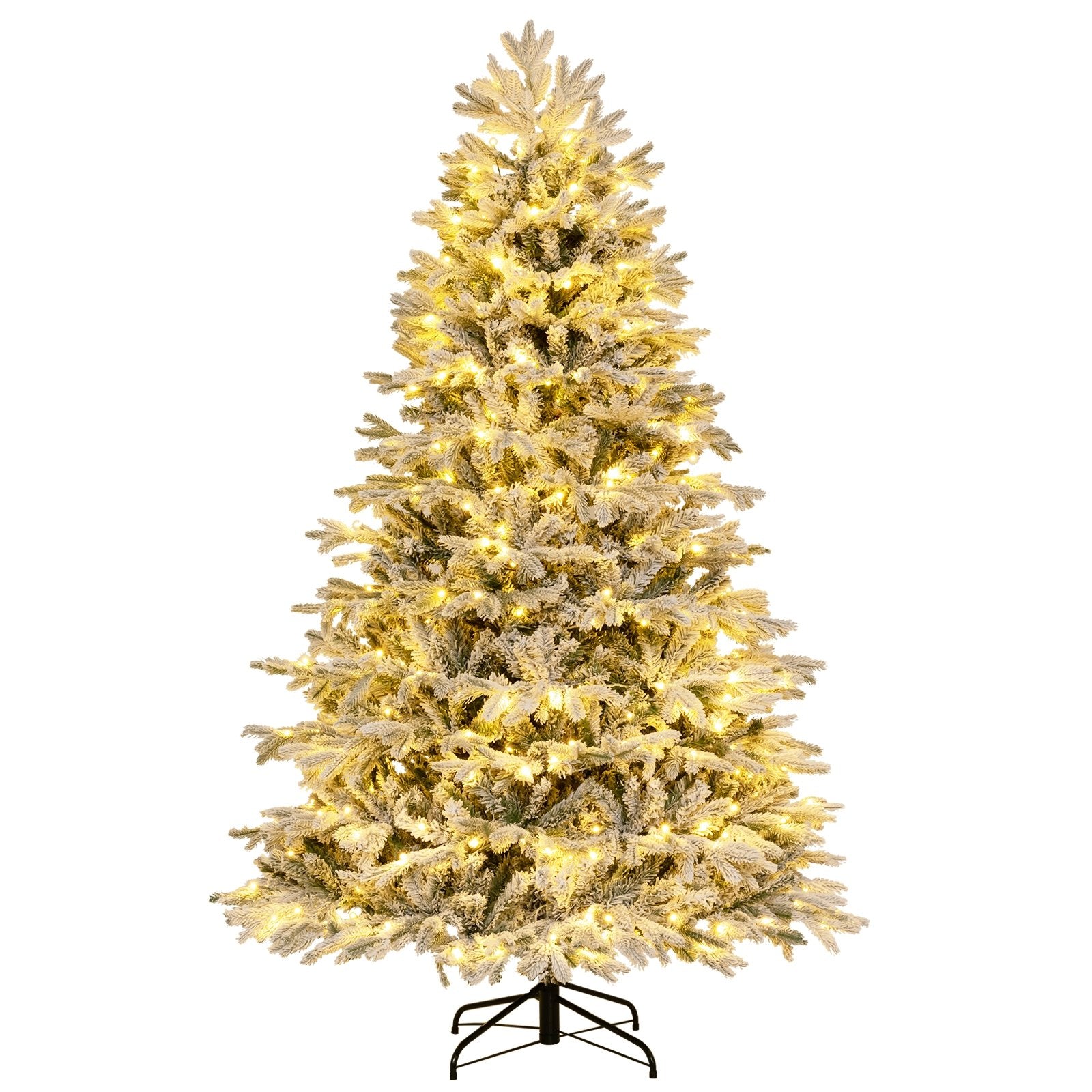 4.5/6/7 FT Artificial Pre-Lit Christmas Tree Hinged Xmas Tree with Warm White LED lights-7 ft, White Christmas Tree   at Gallery Canada