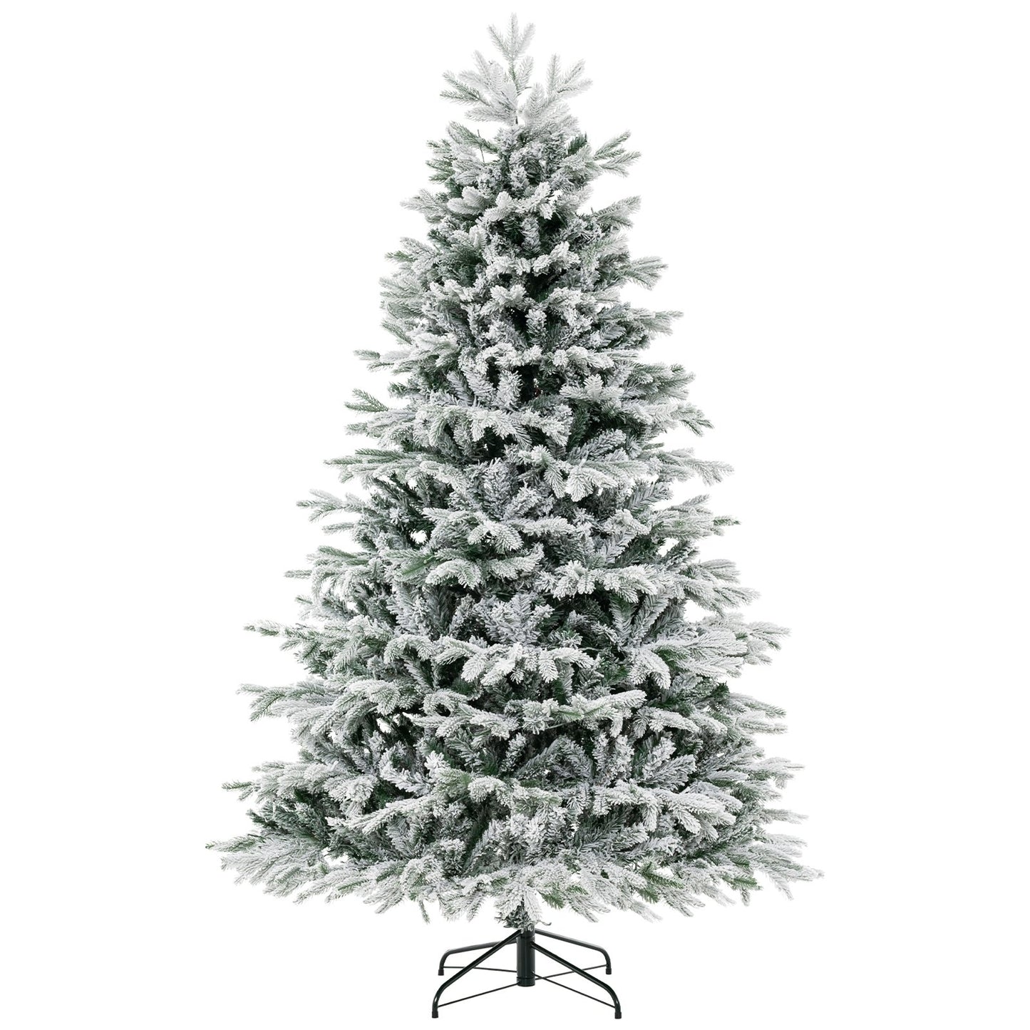 4.5/6/7 FT Artificial Pre-Lit Christmas Tree Hinged Xmas Tree with Warm White LED lights-7 ft, White Christmas Tree   at Gallery Canada