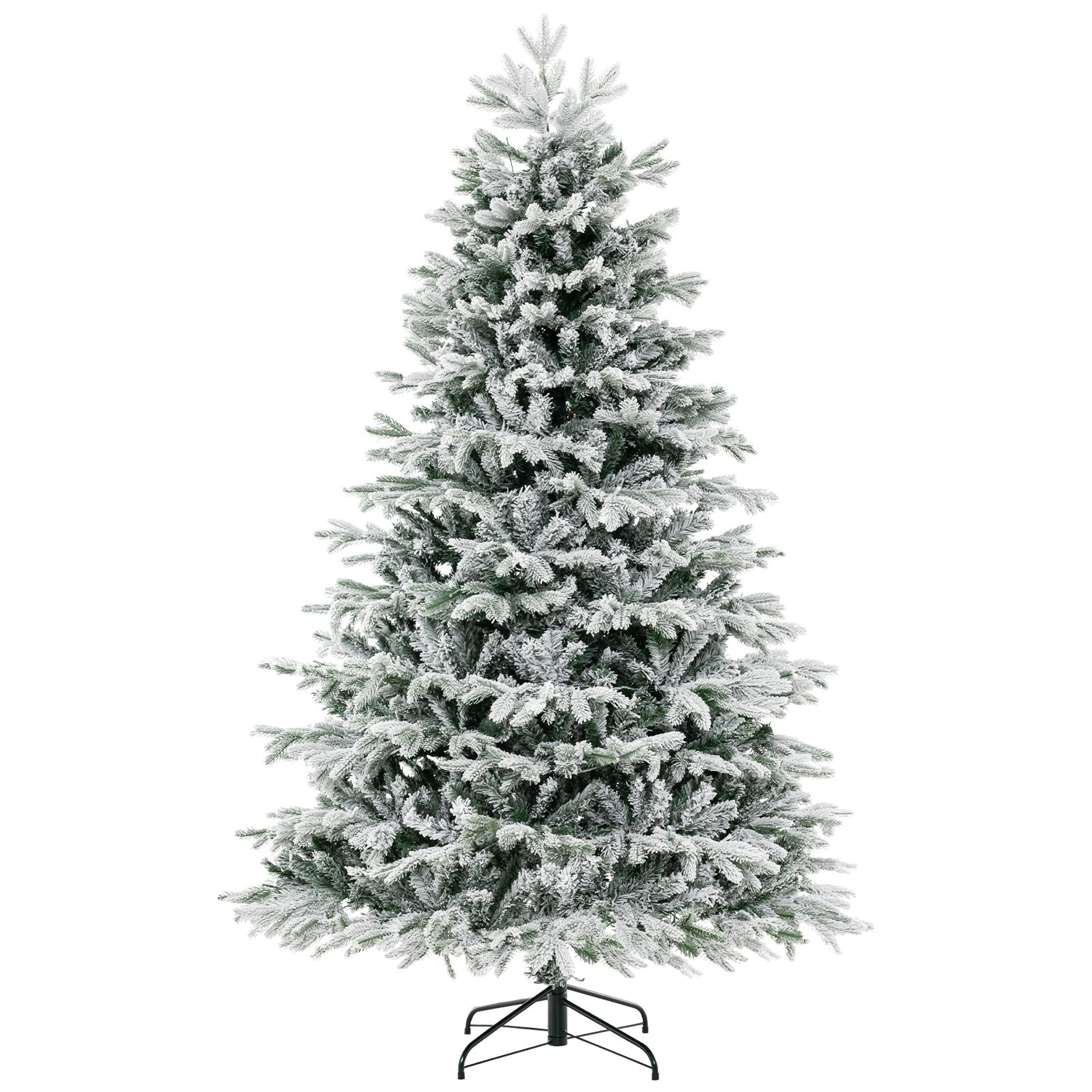 4.5/6/7 FT Artificial Pre-Lit Christmas Tree Hinged Xmas Tree with Warm White LED lights-7 ft, White Christmas Tree   at Gallery Canada