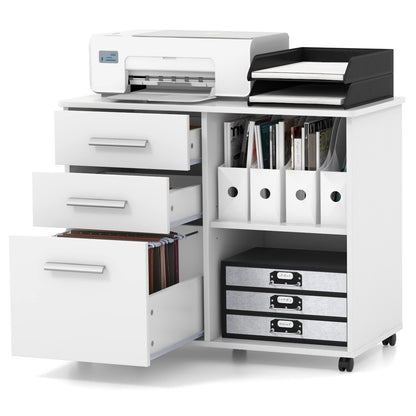 3-Drawer Mobile Lateral File Cabinet Printer Stand, White - Gallery Canada