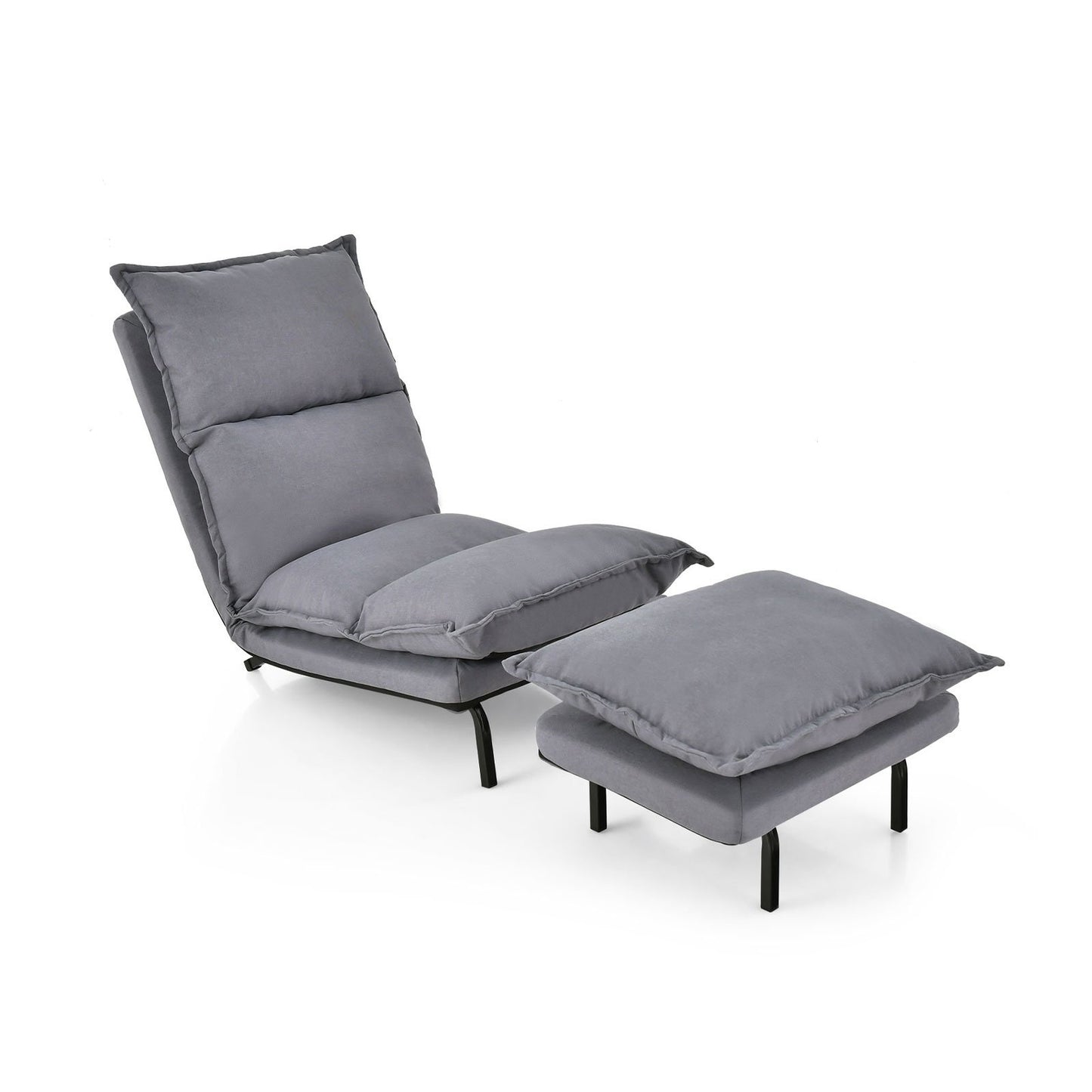 Modern Armless Accent Chair with Ottoman for Living Room, Gray Recliners   at Gallery Canada