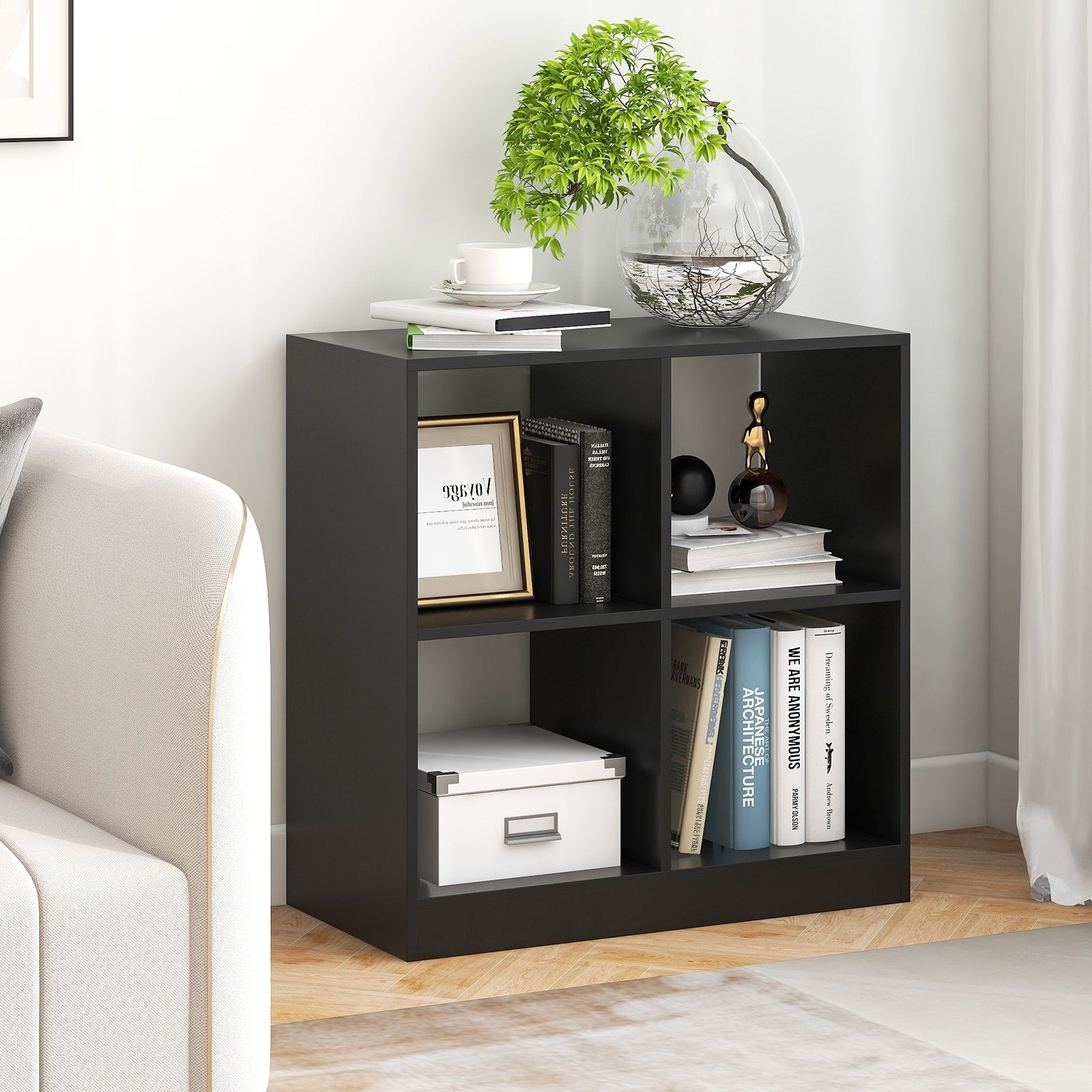 4-Cube Kids Bookcase with Open Shelves, Black Bookcases   at Gallery Canada