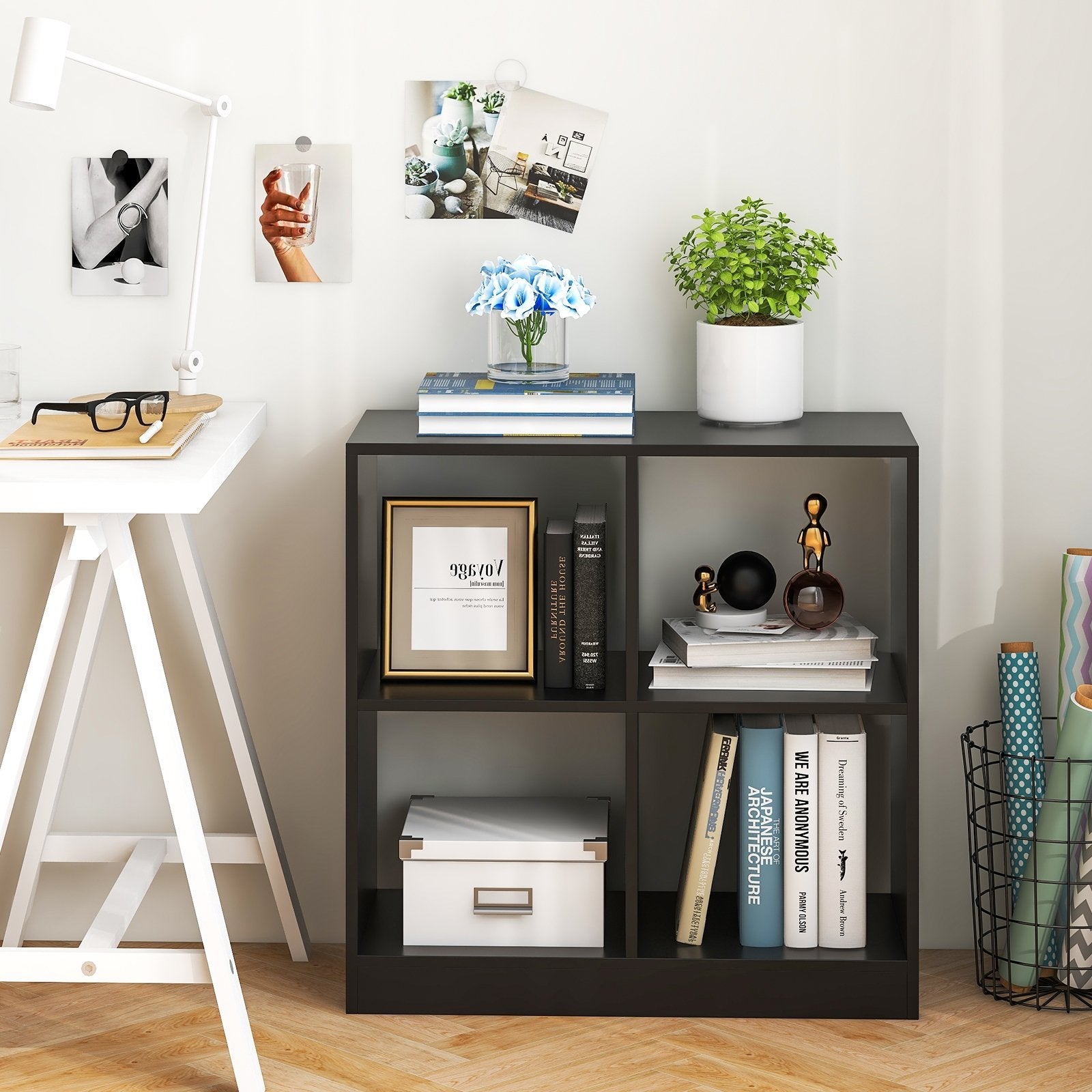 4-Cube Kids Bookcase with Open Shelves, Black Bookcases   at Gallery Canada