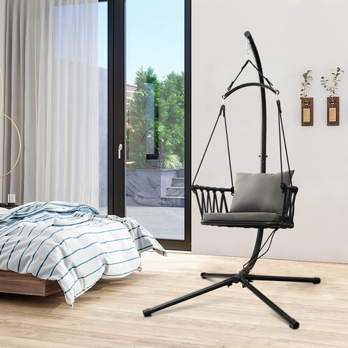 Hanging Swing Chair with Stand, Gray