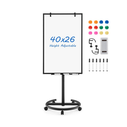 Height-Adjustable Mobile Whiteboard with Round Stand Paper Clips, Black Home Office   at Gallery Canada