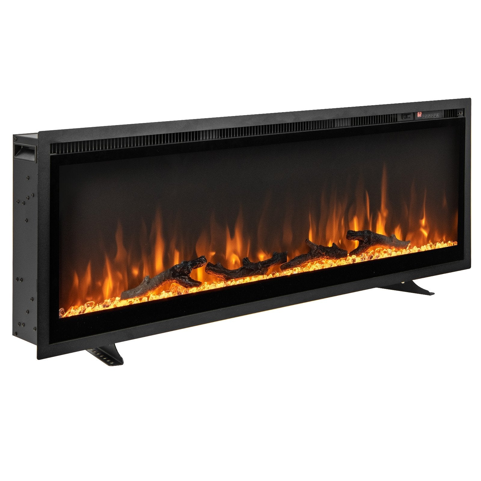 50 Inches Electric Fireplace in-Wall Recessed with Remote Control and Adjustable Color and Brightness-50 inches, Black Fireplaces   at Gallery Canada