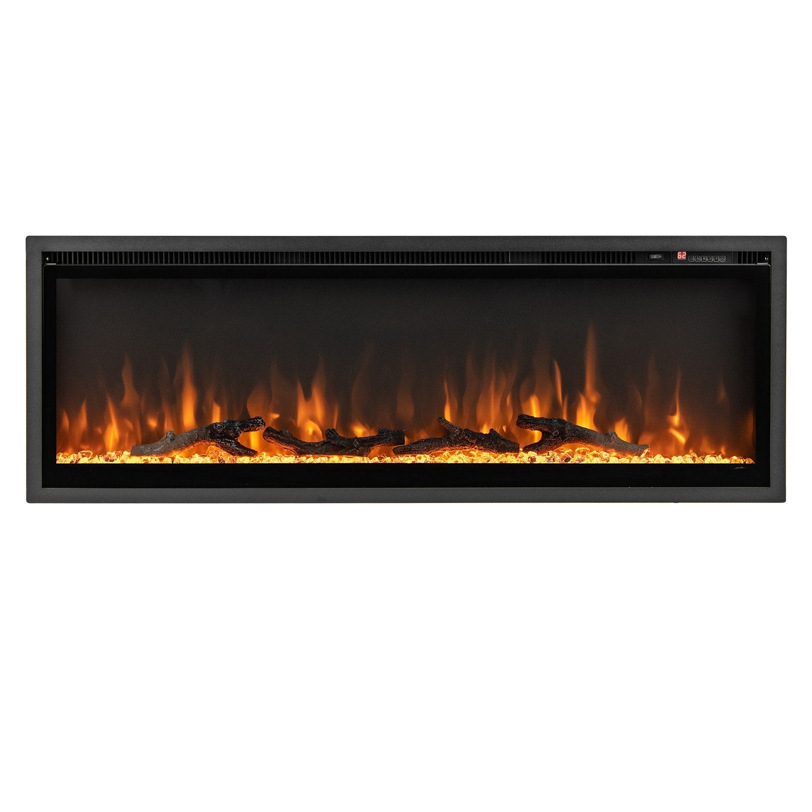 50 Inches Electric Fireplace in-Wall Recessed with Remote Control and Adjustable Color and Brightness-50 inches, Black Fireplaces   at Gallery Canada