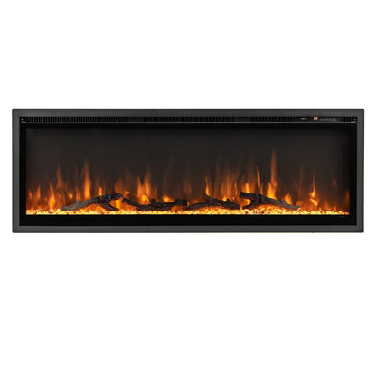 50 Inches Electric Fireplace in-Wall Recessed with Remote Control and Adjustable Color and Brightness-50 inches, Black Fireplaces   at Gallery Canada