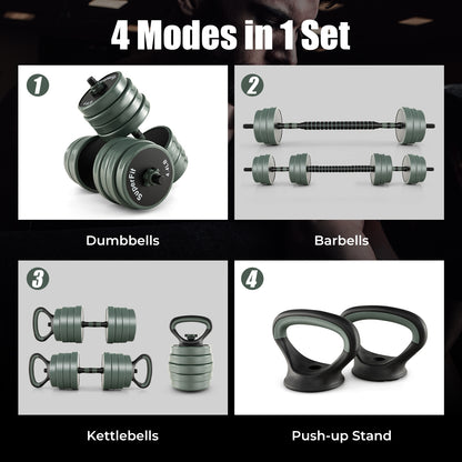 4 in 1 Adjustable Weight Dumbbell Set, Black Dumbbells   at Gallery Canada