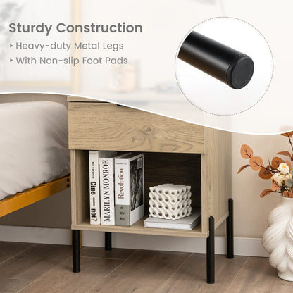 Modern Nightstand with Charging Station, Natural - Gallery Canada