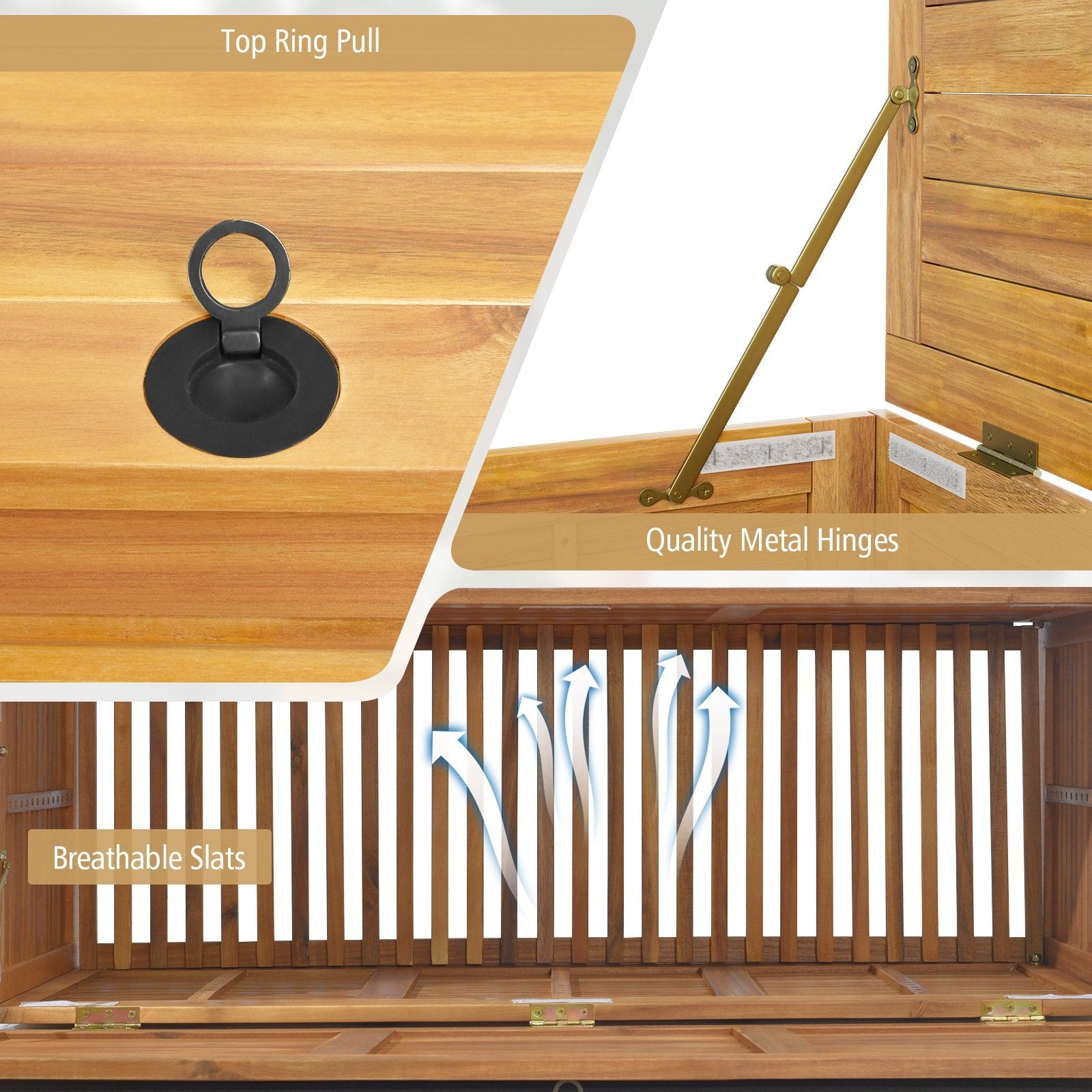 Rolling Patio Wooden Deck Box with 2 Wheelsand Side Handle for Outdoor, Natural Sheds & Outdoor Storage   at Gallery Canada