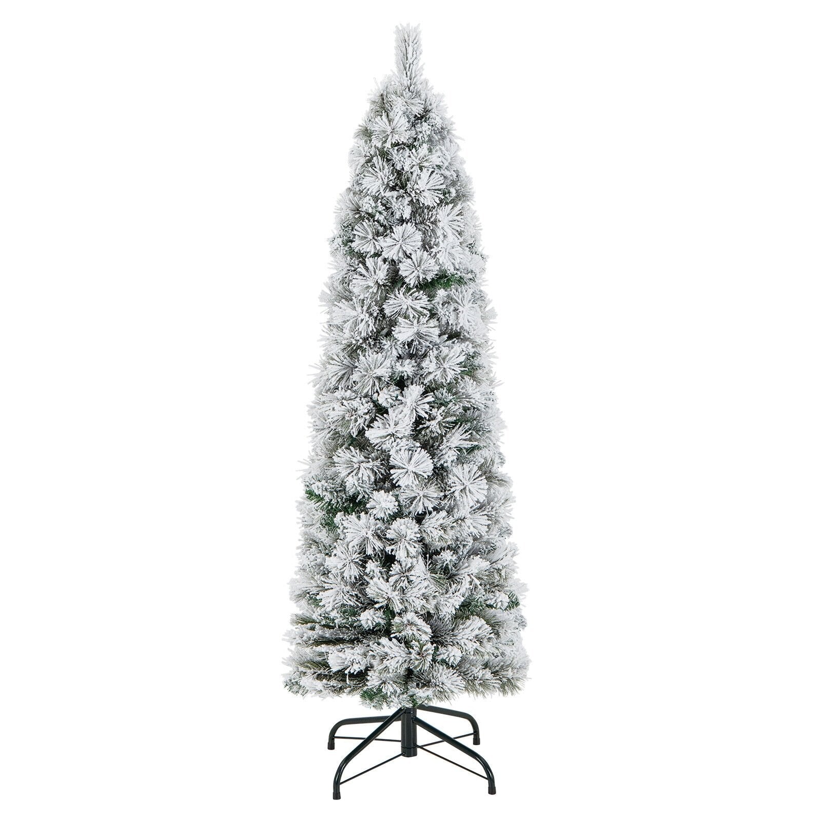 4.5/6/7 Feet Christmas Tree with 258 Branch Tips and 100 Incandescent Lights-Flocked and Slim-4.5 ft Christmas Tree   at Gallery Canada